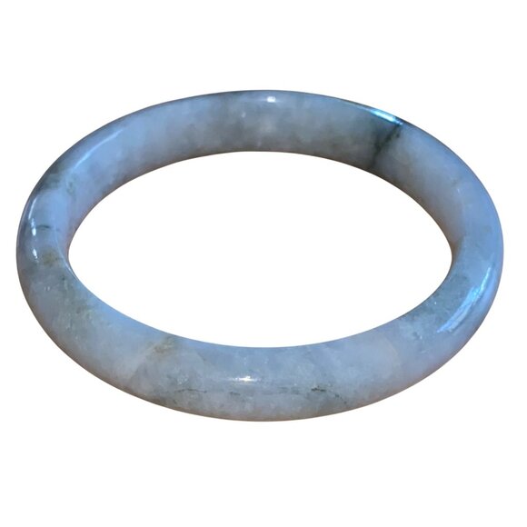Jadeite Bangle Bracelet Grade A Natural Green Hues Polished Finish Elegant Desig
